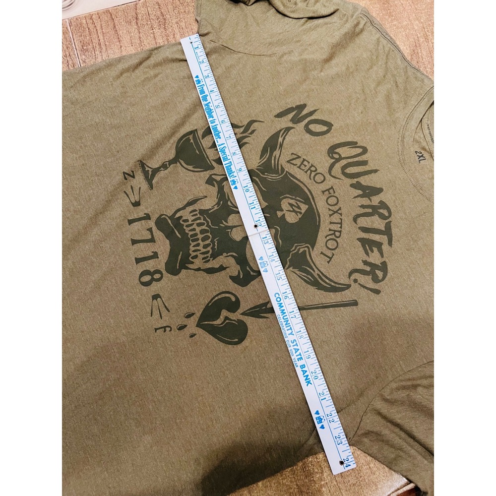 Zero Foxtrot Army Green Graphic T-Shirt No Quarter! Afterlife Club Sz 2XL Casual - Picture 7 of 8